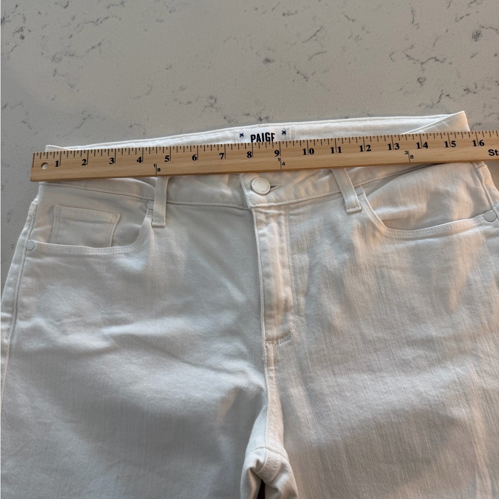 PAIGE White Denim Jeans Women’s Size 28 Mid Rise Straight Leg Premium designer - Picture 9 of 15